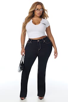 PLUS BILLIE MID RISE BIG T FLAP STRAIGHT JEAN