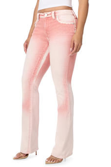 BECCA MID RISE PINK FLAP BOOTCUT JEAN