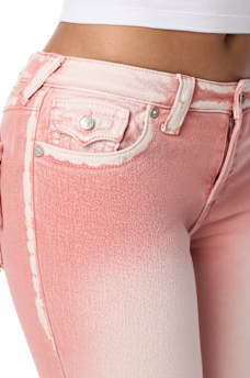 BECCA MID RISE PINK FLAP BOOTCUT JEAN