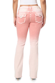 BECCA MID RISE PINK FLAP BOOTCUT JEAN
