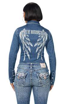 DENIM WING DOUBLE-ZIP CHAMBRAY SHIRT