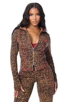 LEOPARD BABY TERRY ZIP HOODIE