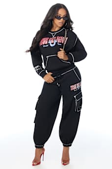 CRYSTAL MID RISE CARGO BAGGY JOGGER