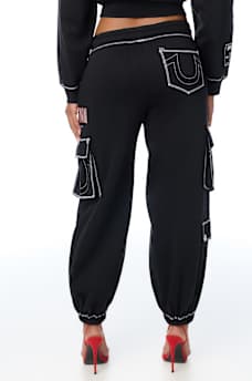 CRYSTAL MID RISE CARGO BAGGY JOGGER