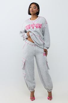 CRYSTAL MID RISE CARGO BAGGY JOGGER