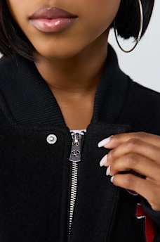 EMBROIDERED VARSITY GIRLFRIEND RELAXED BOMBER JACKET