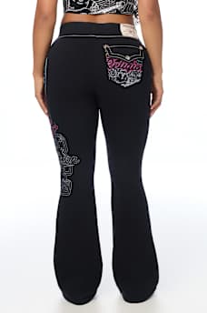 BIG T EMBROIDERED MID RISE BOOTCUT SWEATPANT