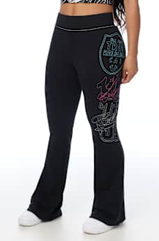 BIG T EMBROIDERED MID RISE BOOTCUT SWEATPANT