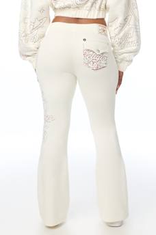 BIG T EMBROIDERED MID RISE BOOTCUT SWEATPANT