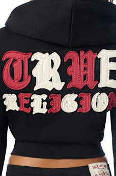 APPLIQU&Eacute; SHRUNKEN ZIP HOODIE