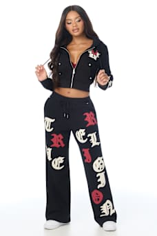 APPLIQU&Eacute; SHRUNKEN ZIP HOODIE