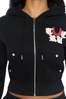 APPLIQU&Eacute; SHRUNKEN ZIP HOODIE