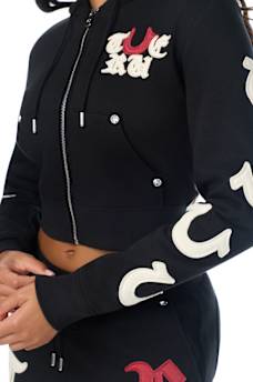 APPLIQU&Eacute; SHRUNKEN ZIP HOODIE