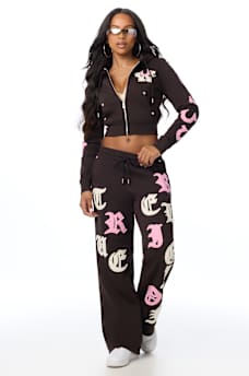 APPLIQU&Eacute; SHRUNKEN ZIP HOODIE