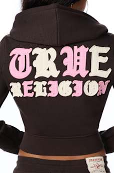 APPLIQU&Eacute; SHRUNKEN ZIP HOODIE