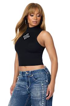 CRYSTAL MOCKNECK SWEATER TANK TOP