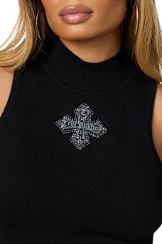 CRYSTAL MOCKNECK SWEATER TANK TOP