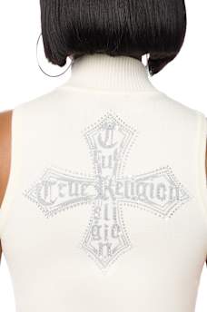 CRYSTAL MOCKNECK SWEATER TANK TOP