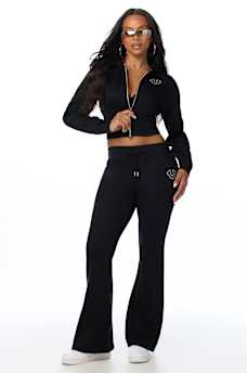 STUDDED HIGH WAISTBAND ZIP HOODIE