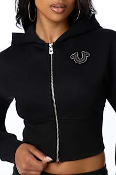 STUDDED HIGH WAISTBAND ZIP HOODIE