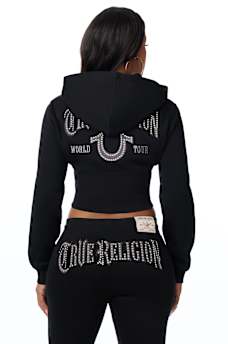 STUDDED HIGH WAISTBAND ZIP HOODIE
