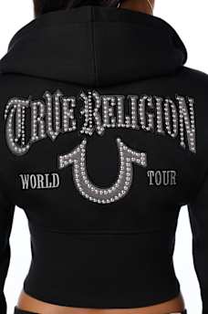 STUDDED HIGH WAISTBAND ZIP HOODIE
