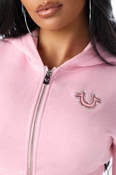 STUDDED HIGH WAISTBAND ZIP HOODIE