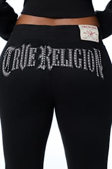 STUDDED MID RISE FLARE SWEATPANT