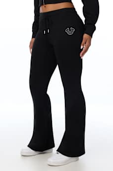 STUDDED MID RISE FLARE SWEATPANT
