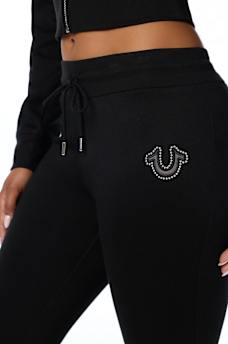 STUDDED MID RISE FLARE SWEATPANT