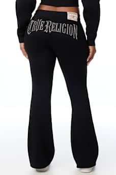 STUDDED MID RISE FLARE SWEATPANT