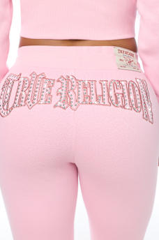 STUDDED MID RISE FLARE SWEATPANT
