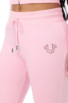 STUDDED MID RISE FLARE SWEATPANT