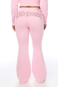 STUDDED MID RISE FLARE SWEATPANT