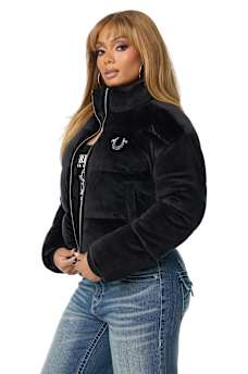 CRYSTAL VELVET PUFFER JACKET