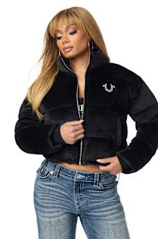 CRYSTAL VELVET PUFFER JACKET