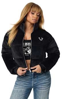 CRYSTAL VELVET PUFFER JACKET