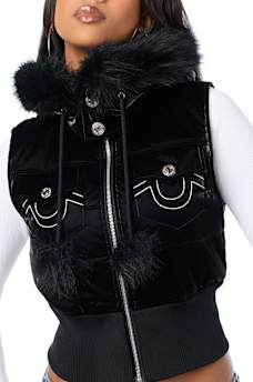 IRIDESCENT FAUX FUR PUFFER VEST