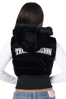 IRIDESCENT FAUX FUR PUFFER VEST