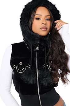 IRIDESCENT FAUX FUR PUFFER VEST