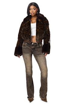 LEOPARD FAUX FUR JACKET