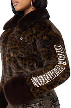 LEOPARD FAUX FUR JACKET