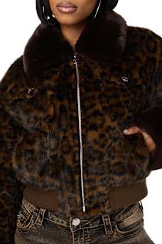 LEOPARD FAUX FUR JACKET