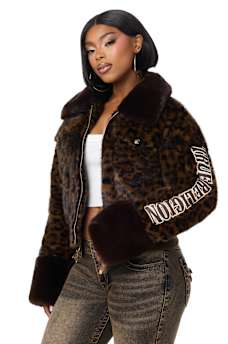 LEOPARD FAUX FUR JACKET