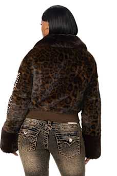 LEOPARD FAUX FUR JACKET