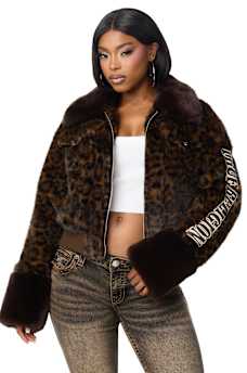 LEOPARD FAUX FUR JACKET