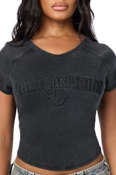EMBROIDERED WASHED RIBBED BABY TEE