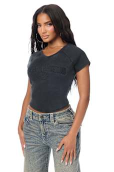 EMBROIDERED WASHED RIBBED BABY TEE