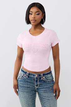 EMBROIDERED WASHED RIBBED BABY TEE