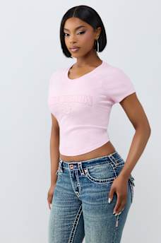EMBROIDERED WASHED RIBBED BABY TEE